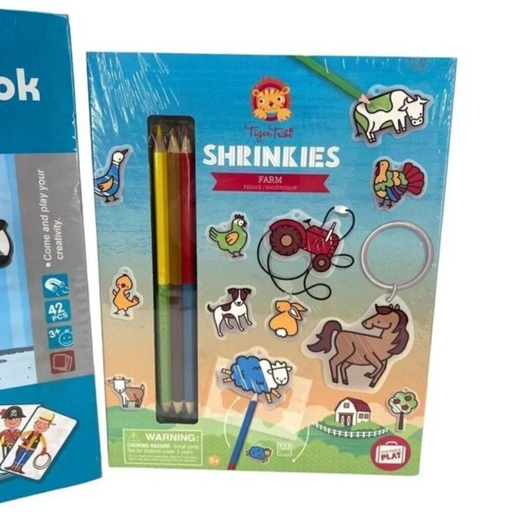 Magnetic Book and Farm Animals Shrinkies Activity Sets New